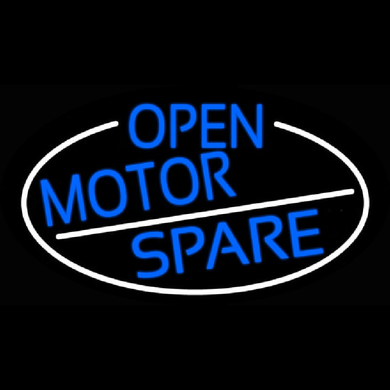 Blue Open Motor Spare Oval With White Border Neon Skilt