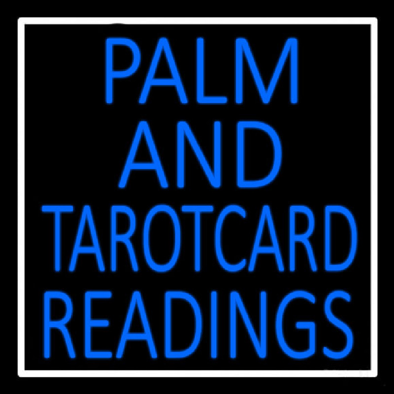 Blue Palm And Tarot Card Readings Neon Skilt