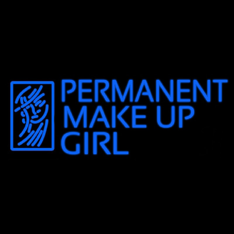 Blue Permanent Makeup Girl Neon Skilt