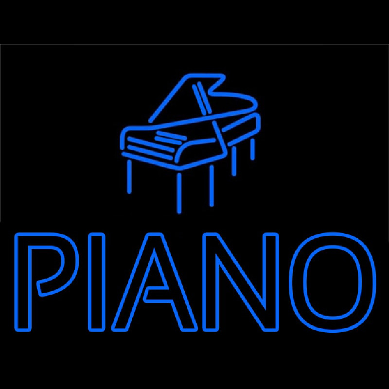 Blue Piano With Logo Neon Skilt