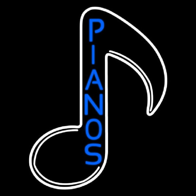 Blue Pianos Vertical Neon Skilt