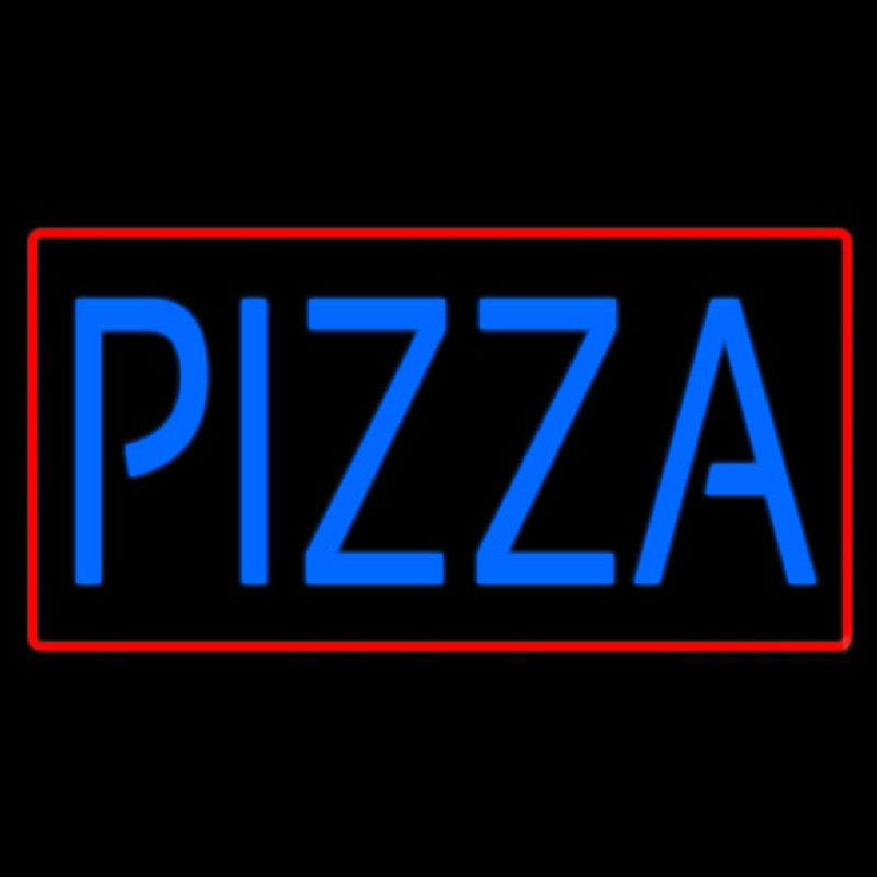 Blue Pizza Red Border Neon Skilt