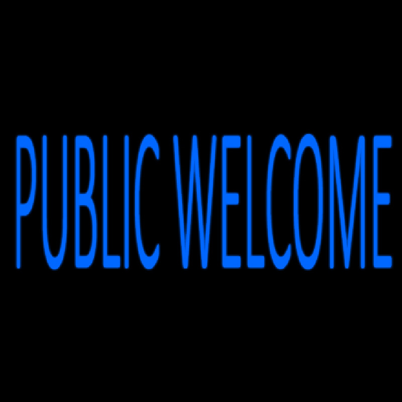 Blue Public Welcome Neon Skilt