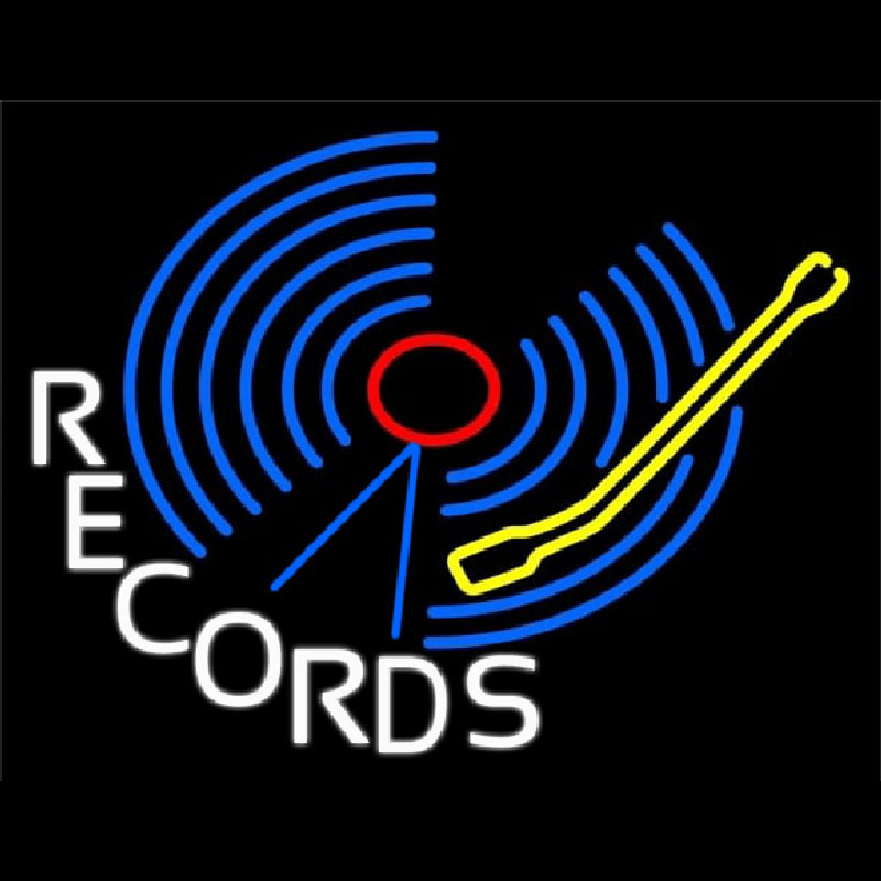 Blue Records Block Neon Skilt