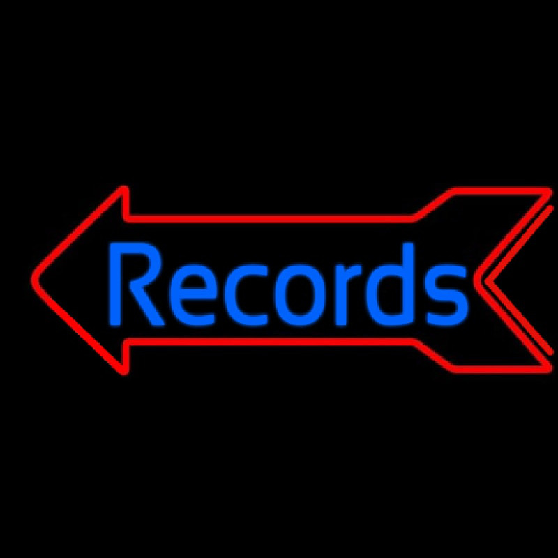 Blue Records In Cursive 1 Neon Skilt