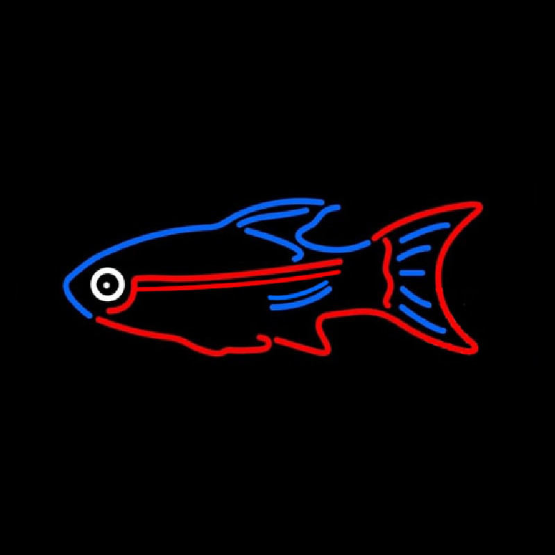 Blue Red Fish Neon Skilt