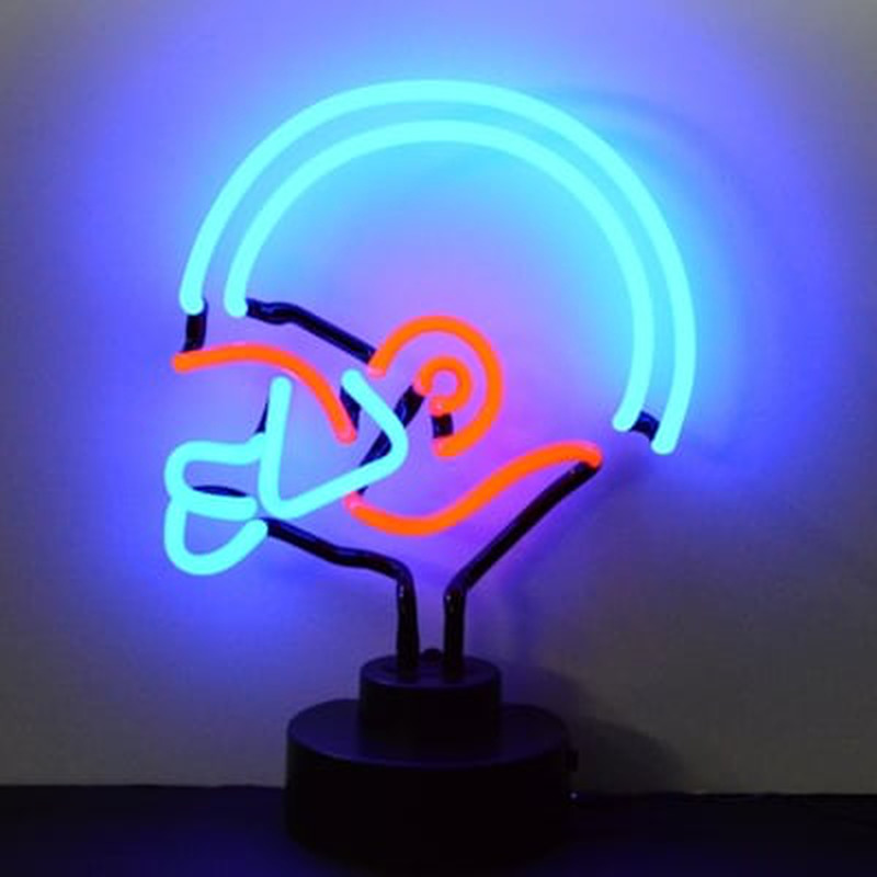 Blue Red Football Helmet Desktop Neon Skilt