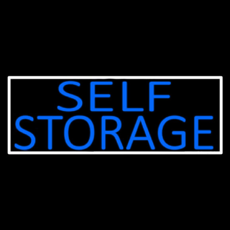 Blue Self Storage With White Border Neon Skilt