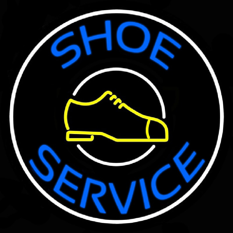Blue Shoe Service Neon Skilt