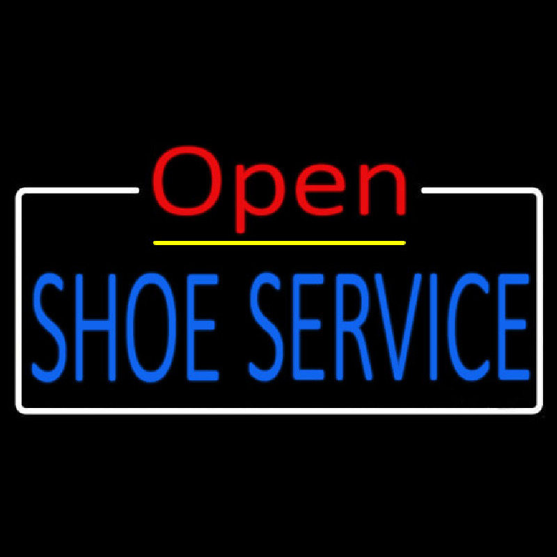 Blue Shoe Service Open Neon Skilt