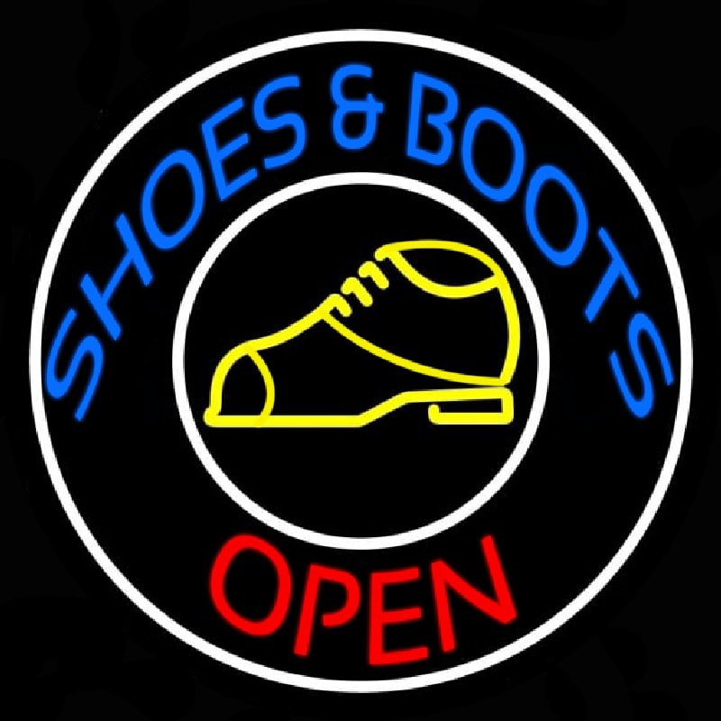Blue Shoes And Boots Open Neon Skilt