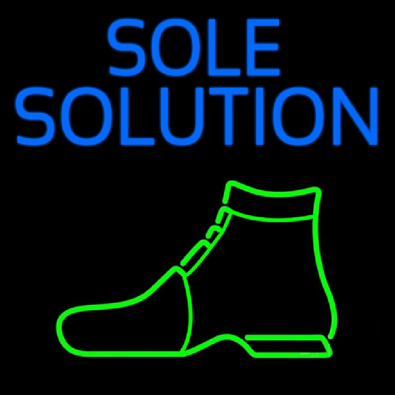 Blue Sole Solution Neon Skilt