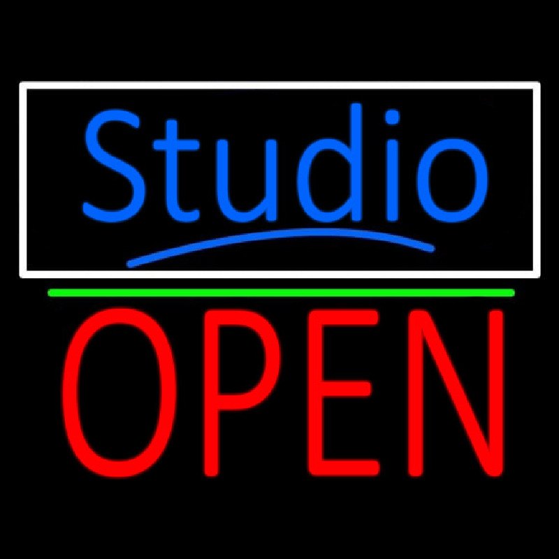 Blue Studio With Open 1 Neon Skilt