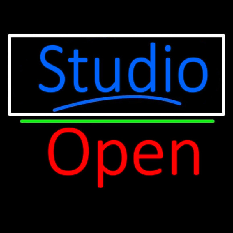 Blue Studio With Open 2 Neon Skilt