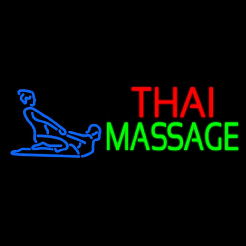Blue Thai Massage Logo Neon Skilt