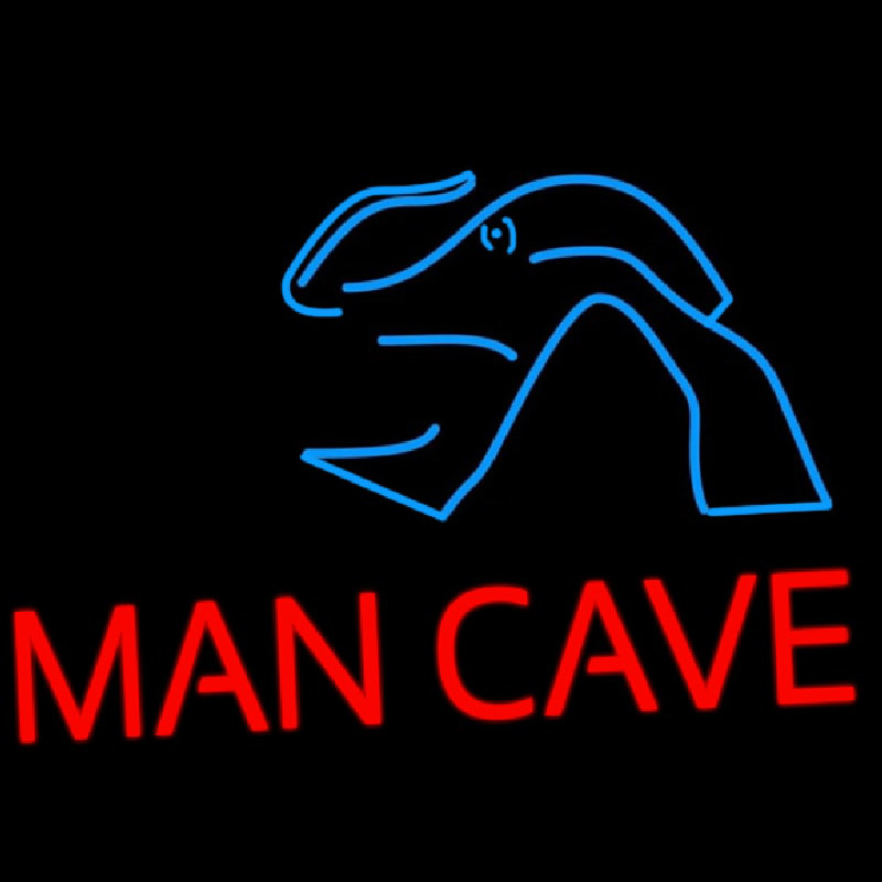 Blue Waves Red Man Cave Neon Skilt