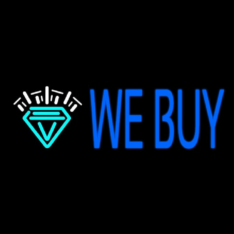 Blue We Buy Diamond Logo Neon Skilt