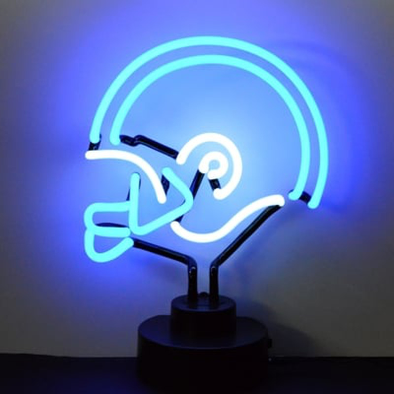 Blue White Football Helmet Desktop Neon Skilt