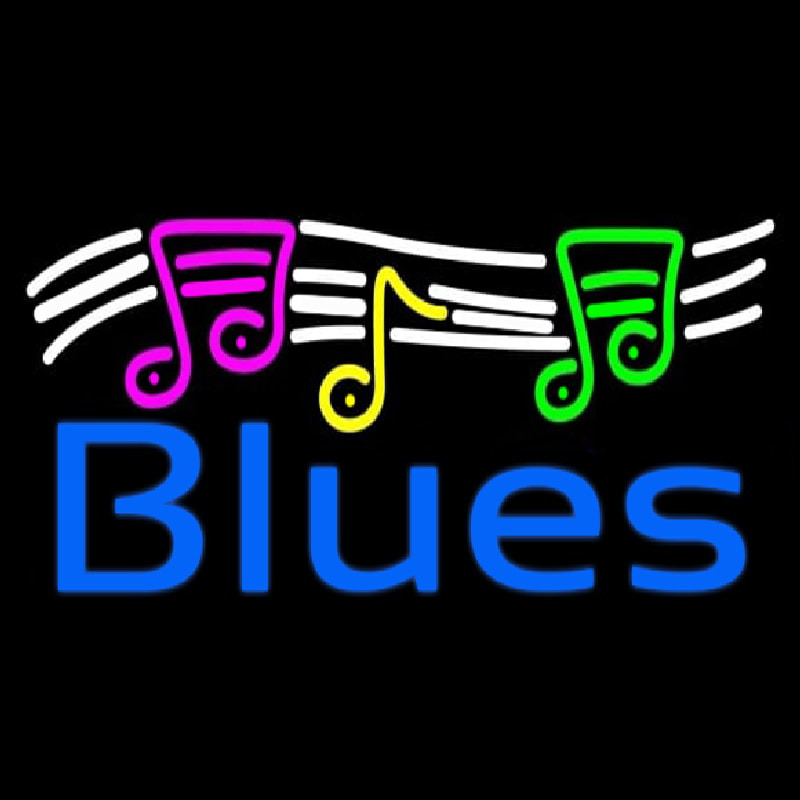 Blues With Musical Note 1 Neon Skilt