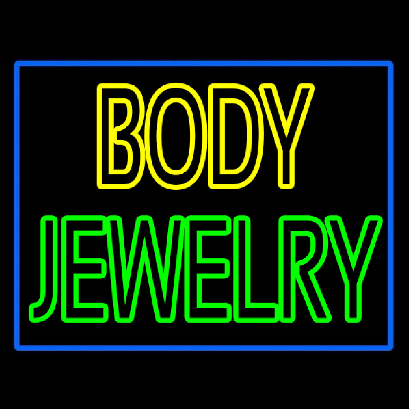 Body Jewelry Blue Border Neon Skilt