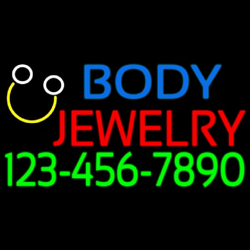 Body Jewelry With Phone Number Neon Skilt