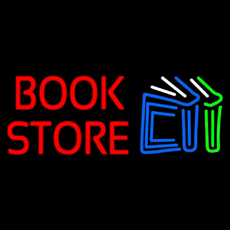 Book Store With Book Logo Neon Skilt