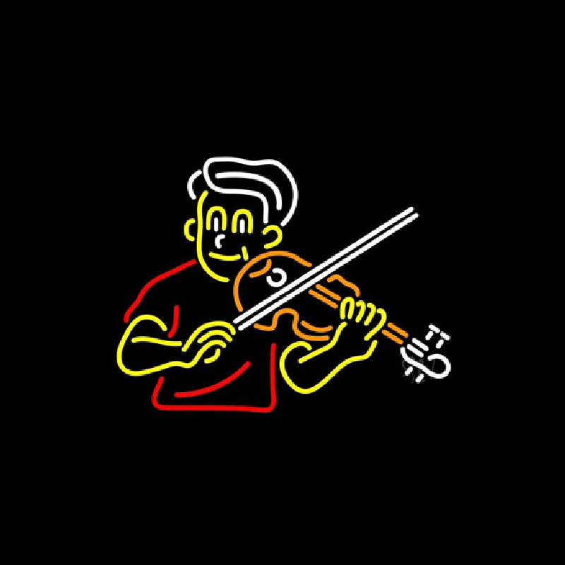 Boy Playing Violin Neon Skilt