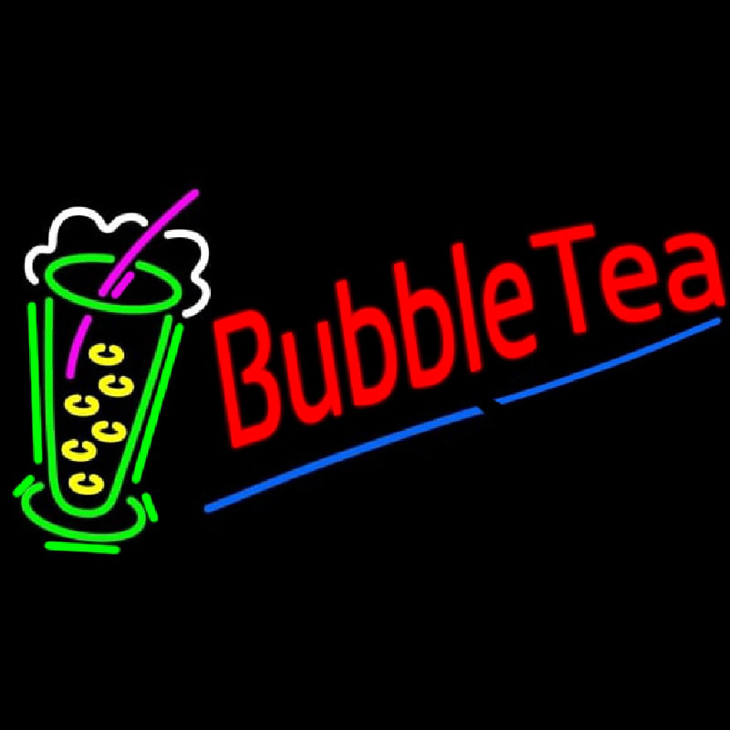 Bubble Tea With Tea Glass Neon Skilt