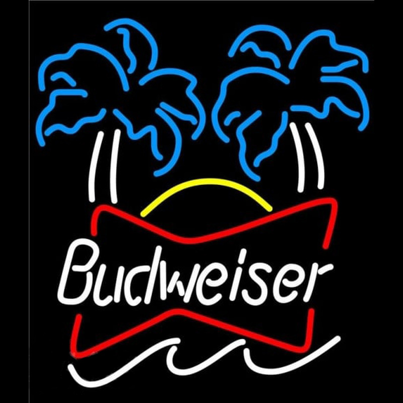 Bud Dual Palm Trees Beer Sign Neon Skilt