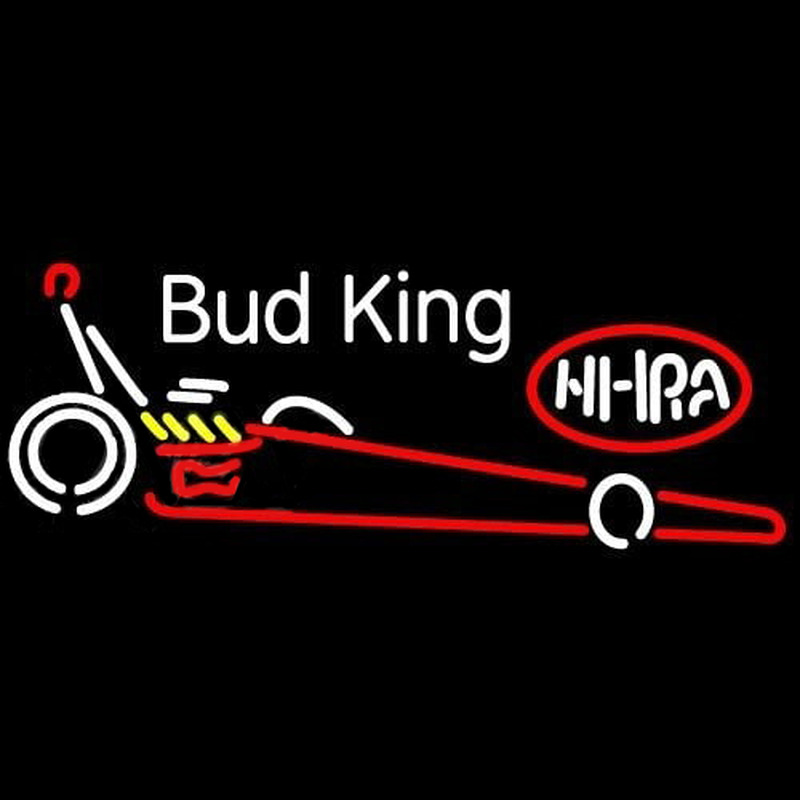 Bud King NHRA Dragster Beer Sign Neon Skilt