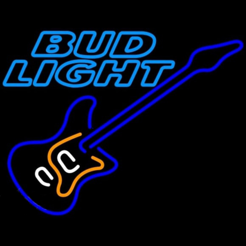 Bud Light Blue Electric Guitar Beer Sign Neon Skilt