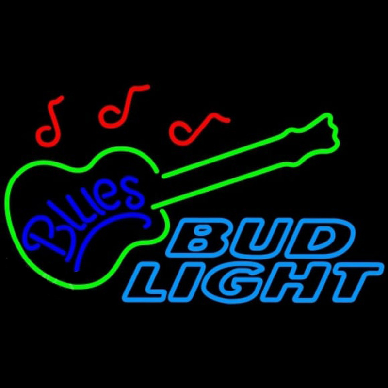 Bud Light Blues Guitar Beer Sign Neon Skilt