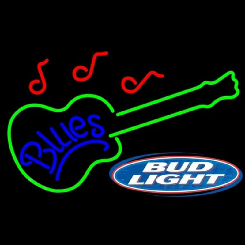 Bud Light Blues Guitar Beer Sign Neon Skilt