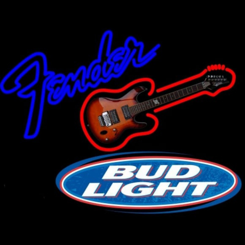 Bud Light Fender Guitar Beer Sign Neon Skilt