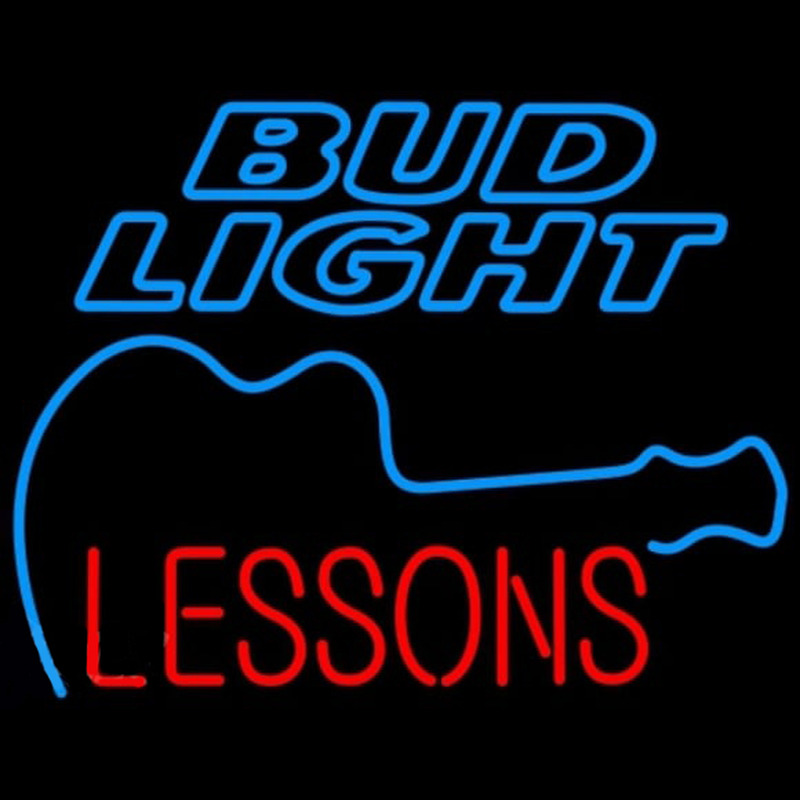 Bud Light Guitar Lessons Beer Sign Neon Skilt