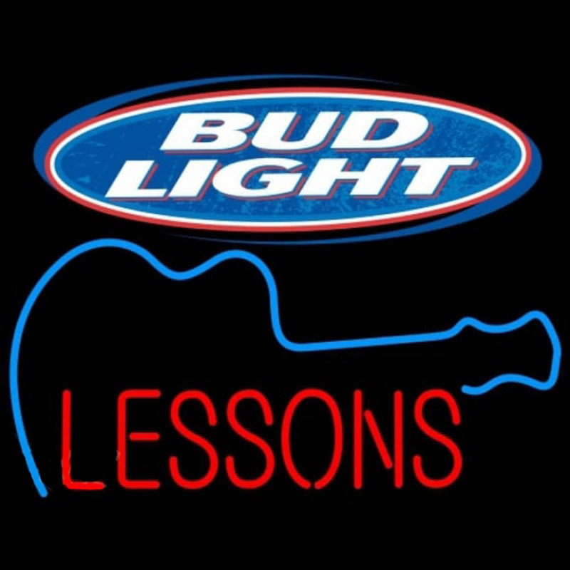 Bud Light Guitar Lessons Beer Sign Neon Skilt