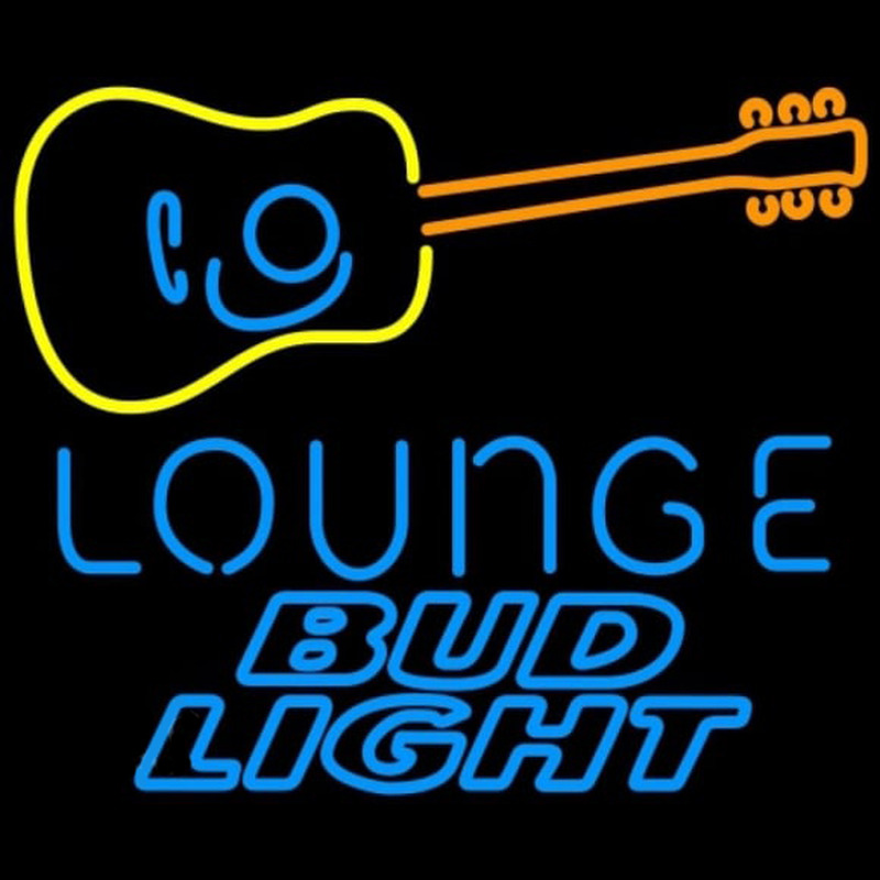 Bud Light Guitar Lounge Beer Sign Neon Skilt