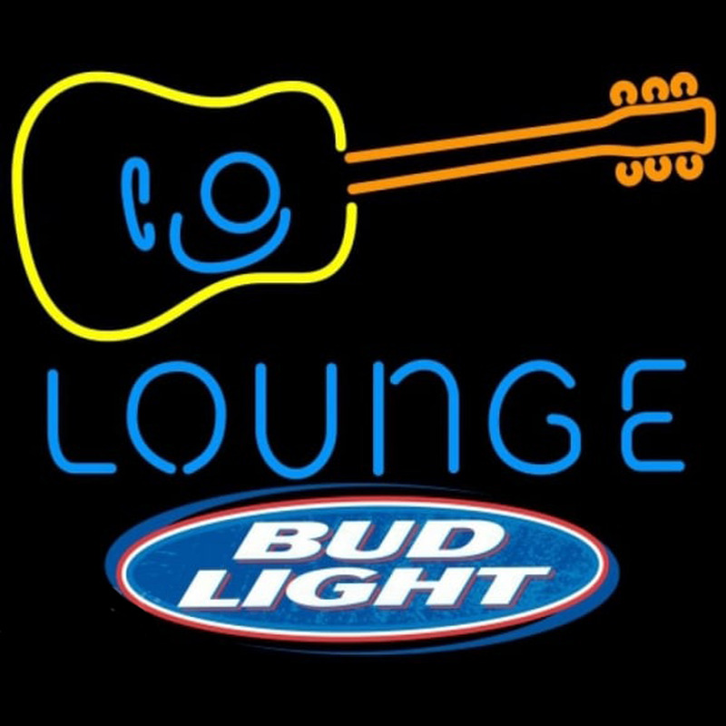 Bud Light Guitar Lounge Beer Sign Neon Skilt