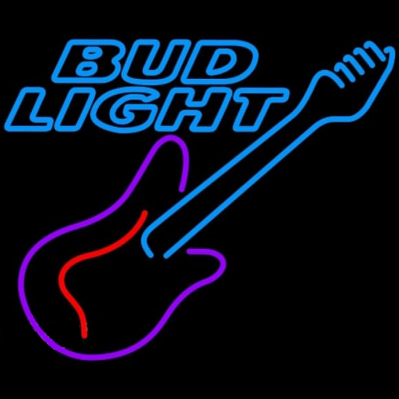 Bud Light Guitar Purple Red Beer Sign Neon Skilt