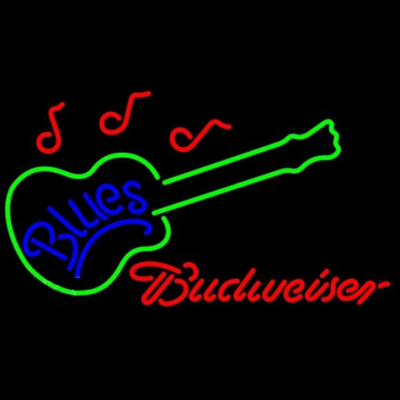 Budweiser Blues Guitar Beer Sign Neon Skilt