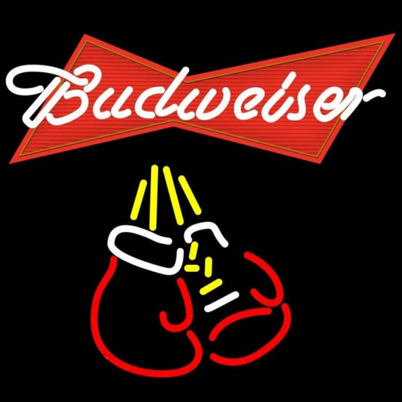 Budweiser Bo ing Gloves Beer Sign Neon Skilt