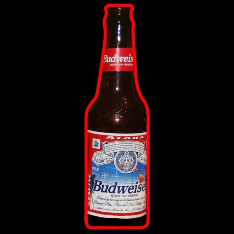 Budweiser Bottle Aloha Beer Sign Neon Skilt