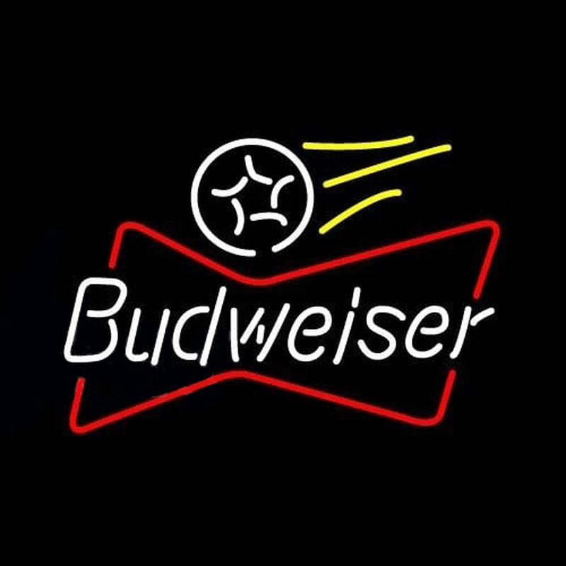 Budweiser Bowtie Soccer Beer Sign Neon Skilt