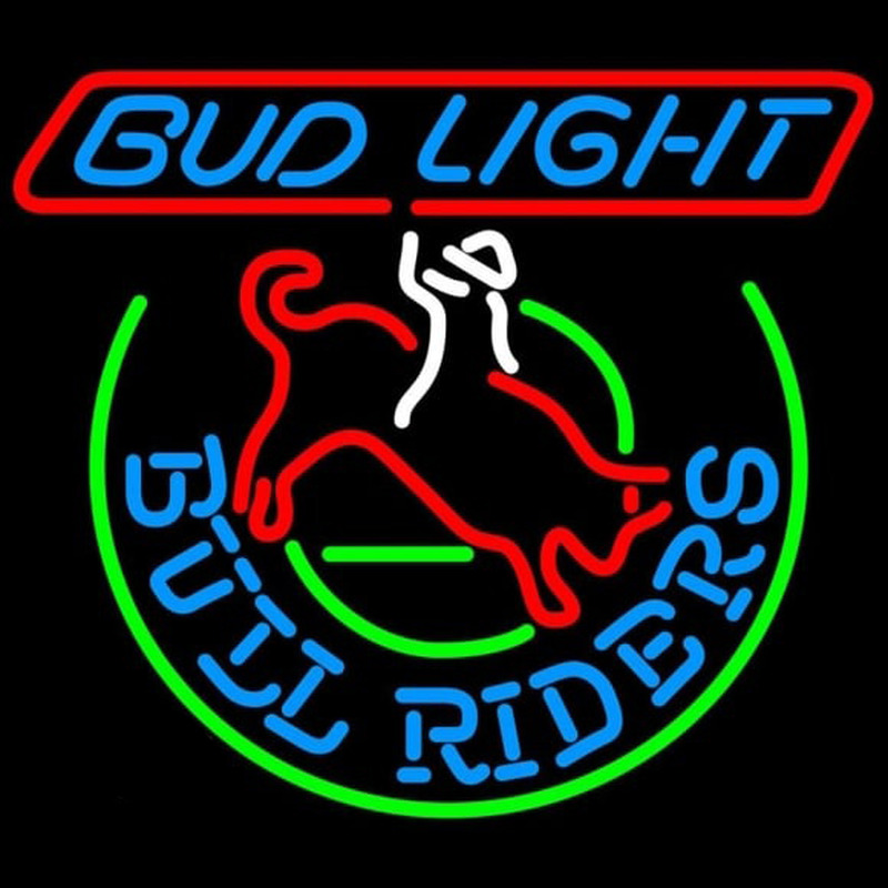 Budweiser Bud Light Bull Riders Beer Sign Neon Skilt