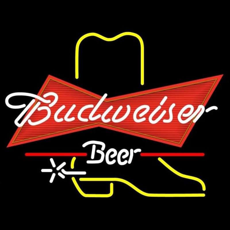 Budweiser Cowboy Boot Beer Sign Neon Skilt