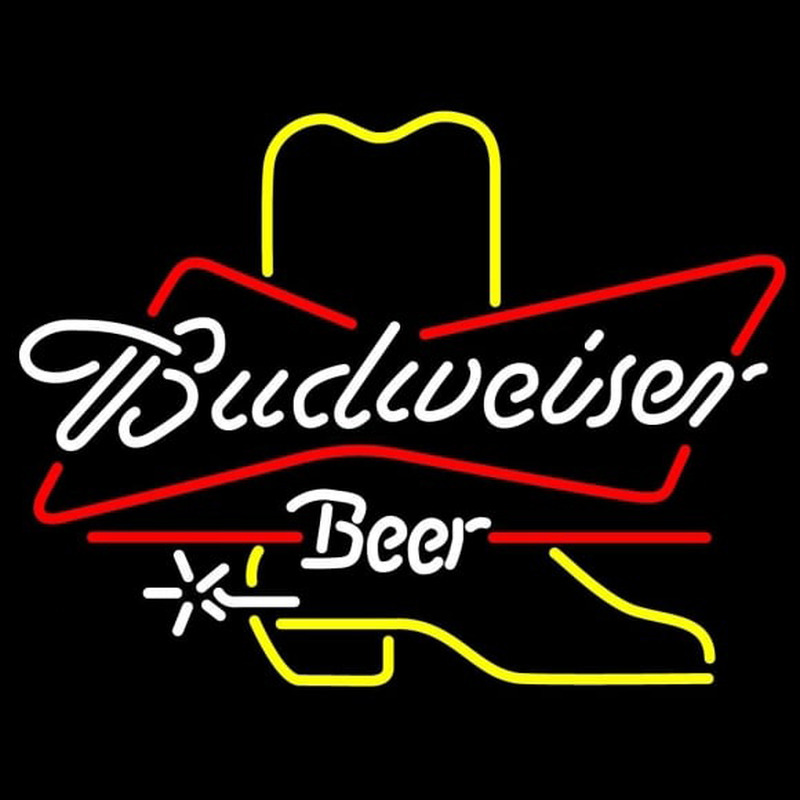 Budweiser Cowboy Boot Beer Sign Neon Skilt