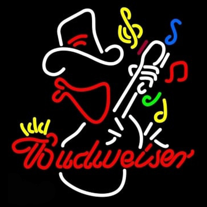 Budweiser Cowboy Guitar Neon Skilt