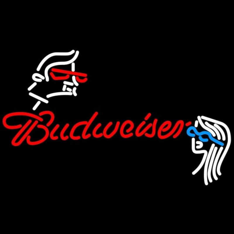 Budweiser Guy Girl Beer Sign Neon Skilt