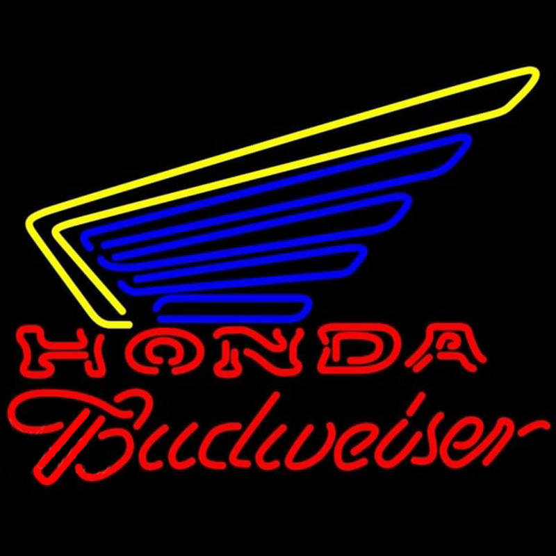Budweiser Honda Motorcycles Gold Wing Beer Sign Neon Skilt