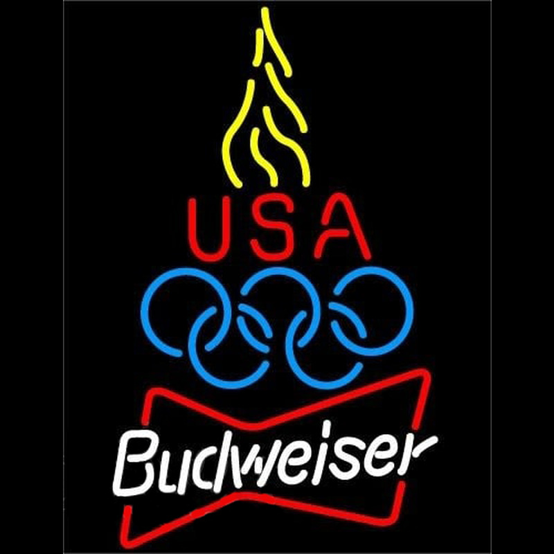 Budweiser Olympic Torch Beer Sign Neon Skilt